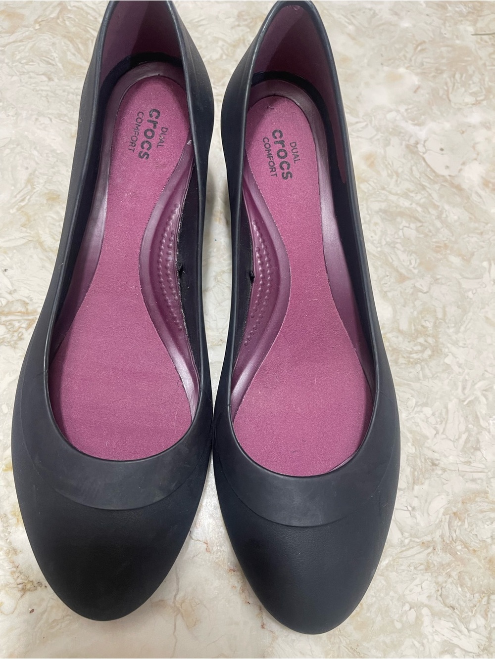 CROCS Women's Black Ballet style Wedge Heels Sz 7